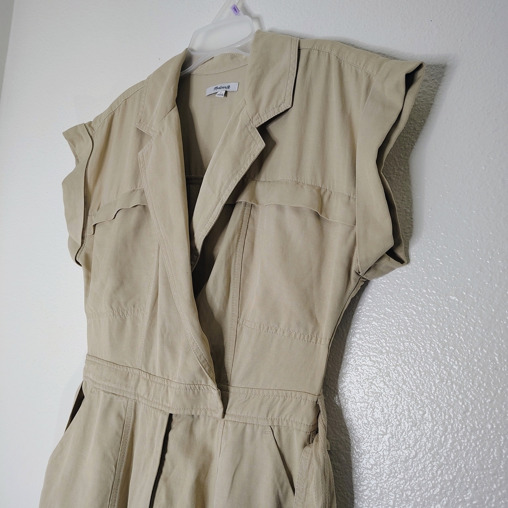 Madewell Beige Utility Romper Belted Short Sleeve Five Pockets Sz 6 Linen Blend - Picture 11 of 16